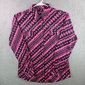 Cowgirl Hardware Women's Pink Black Tribal Print Rhinestone Western Shirt XXL